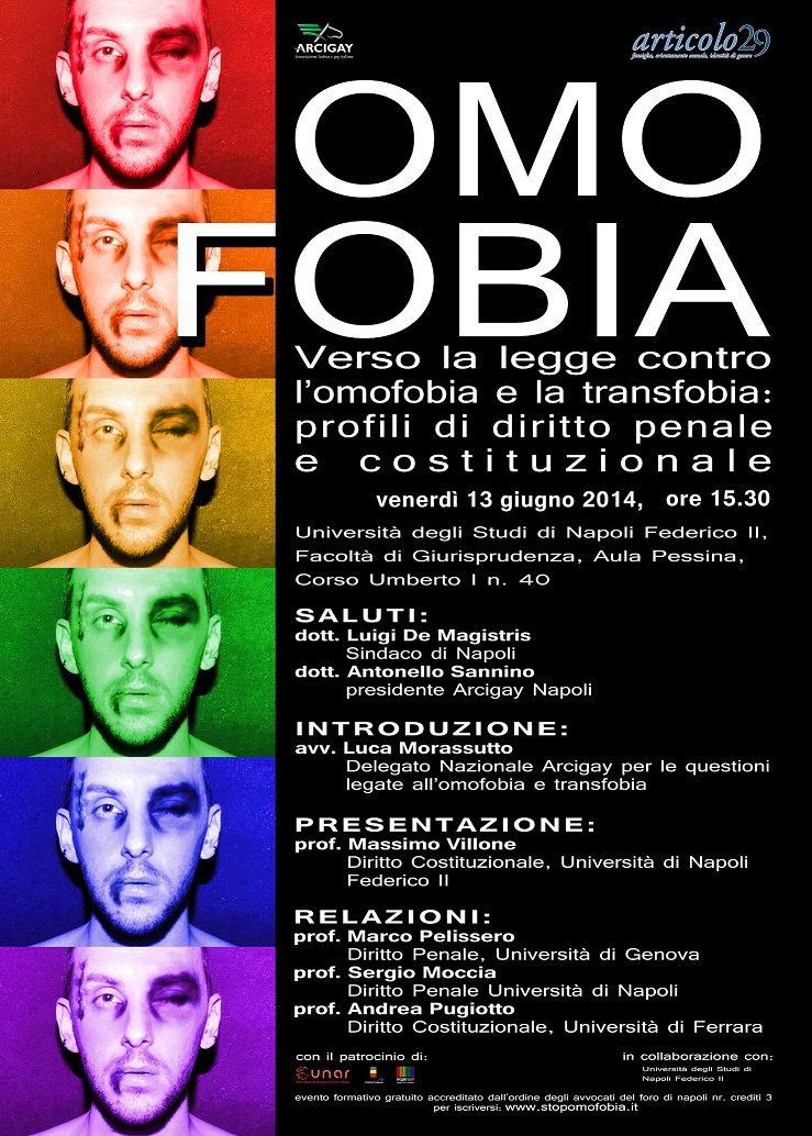 Verso la legge contro  l’omofobia e la transfobia:  Profili di diritto penale  e costituzionale – 13 Giugno