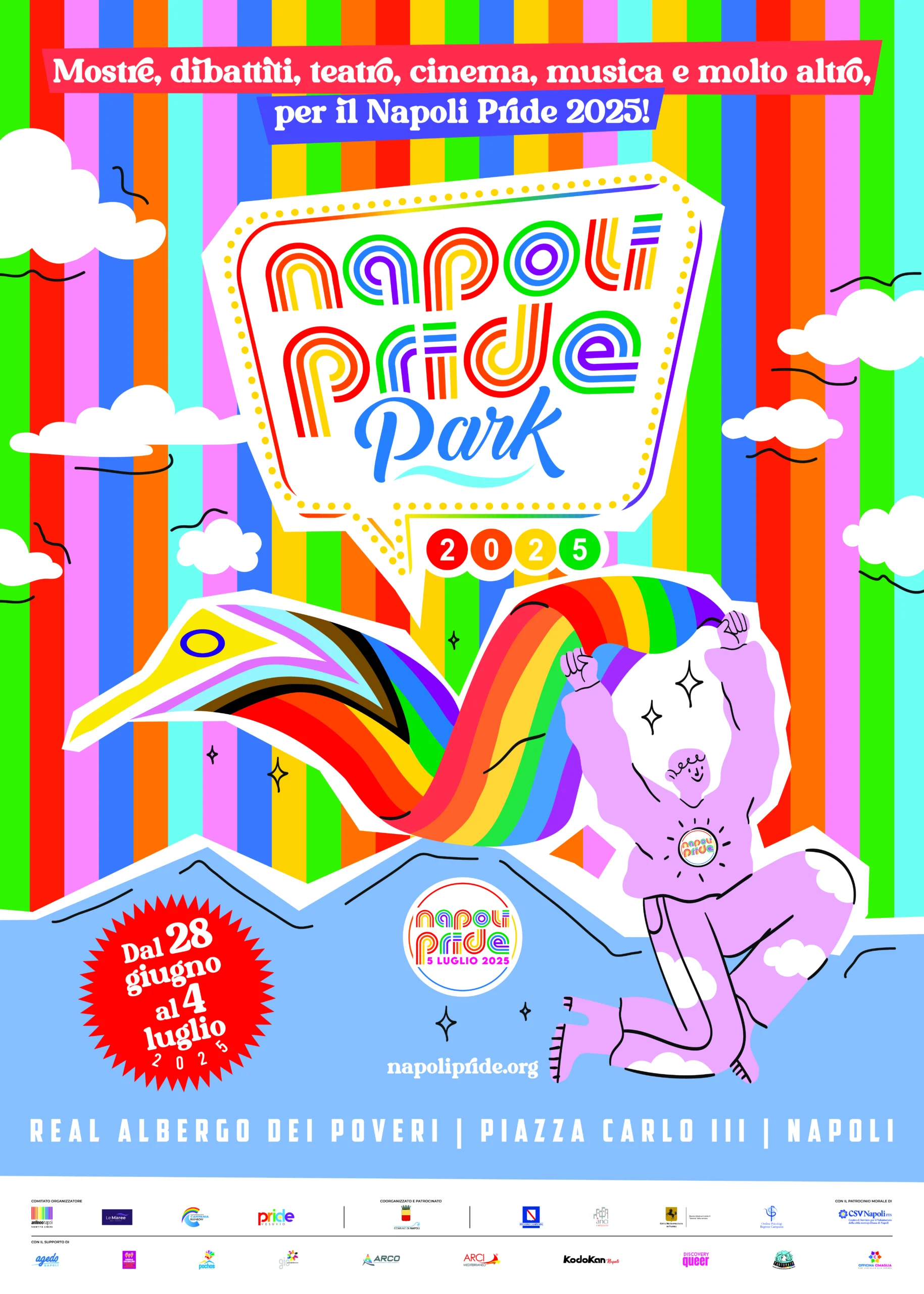 Inizia la terza edizione del Napoli Pride Park: Arte, Cultura e Diritti al Real Albergo dei Poveri. Vicini al Budapest Pride