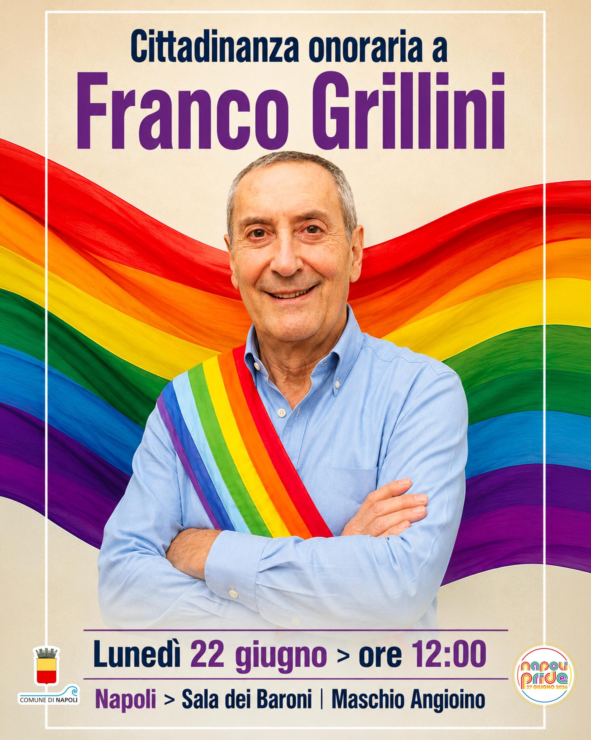 Franco Grillini, Cittadino Onorario di Napoli: “Ha generato una trasformazione culturale che caratterizza ancora oggi il volto della città”